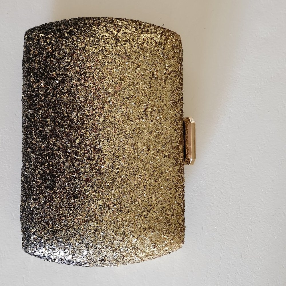AVA High Shine Clutch Gold and Black